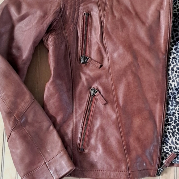 Wilson Leather Soft Lightweight Zip up Biker Moto Brown Structured Jacket - Picture 10 of 11